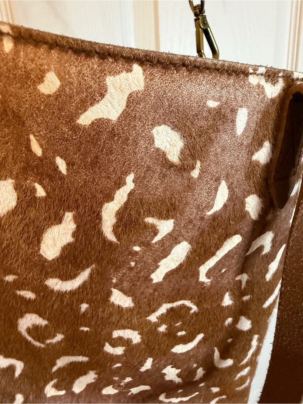 Madewell Brown and White Transport Leopard-Print Calf Hair Tote - Picture 5 of 13